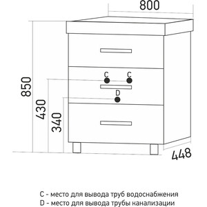 Тумба с раковиной Mixline Стив 80х45 белая (4640030869169, 4610018187134) в Москвe