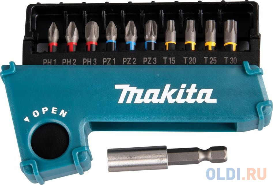 Makita E-03567 Набор 11шт,биты ударн PH1\\2\\3, PZ1\\2\\3, T15\\20\\25\\30,держ-ль магн в Москвe