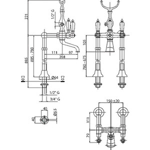 Смеситель для ванны Cezares First (FIRST-VDP-03/24-Bi)