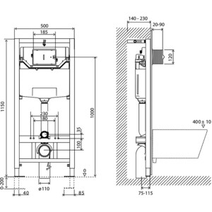 Инсталляция для унитаза BelBagno Marmi с кнопкой смыва, матовый хром (BB001-120, BB011-MR-CHROME.M)