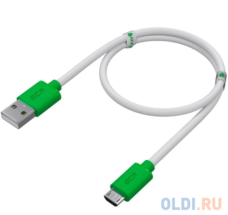 Кабель USB 2.0 1м Green Connection GCR-52478 круглый бело-зеленый