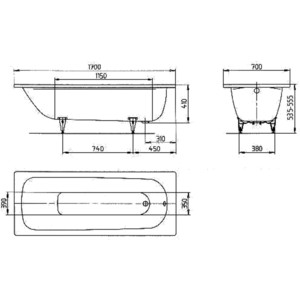 Ванна стальная Kaldewei Saniform Plus 363-1 Easy-Clean 170x70 см (111800013001)