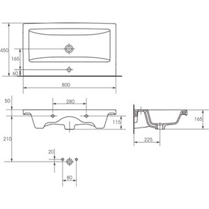 Раковина Cersanit Como 80х45 (S-UM-COM80/1-w) (60930)