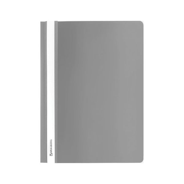 Скоросшиватель пластиковый BRAUBERG, А4, 130/180 мкм, серый, 220387, (50 шт.)