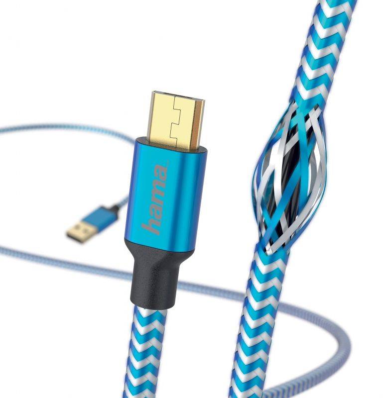 Кабель microUSB(Bm)-USB2.0(AM), Hama, 1.5m, синий (00178289)