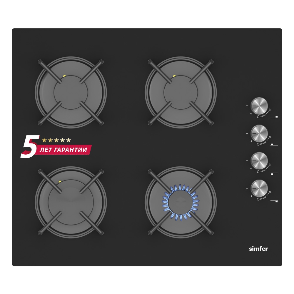 Газовая варочная панель Simfer H60K40S000, с газ-контролем