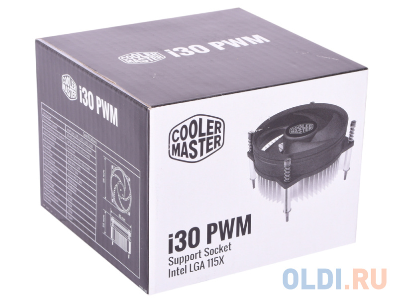 Кулер Cooler Master CPU Cooler I30 PWM, Intel 115*, 65W, Al, 4pin / RH-I30-26PK-R1 /