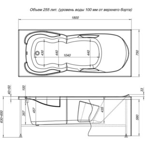 Акриловая ванна Aquanet Viola New 180х75 с каркасом и панелью (242745, 243518)