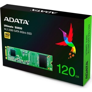 SSD накопитель ADATA 120GB Ultimate SU650, M.2 2280, SATA III, [R/W - 550/410 MB/s] 3D-NAND TLC