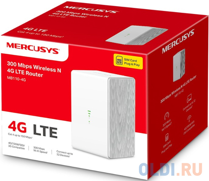 Mercusys MB110-4G Wi-Fi роутер N300 с поддержкой 4G LTE в Москвe