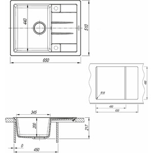 Кухонная мойка Uperwood Quartz Premium UPD-03-03 серая