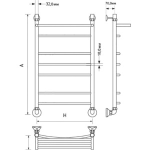 Полотенцесушитель водяной ZOX Дуга ЛЦ 50x80 с полкой (4620031449102)