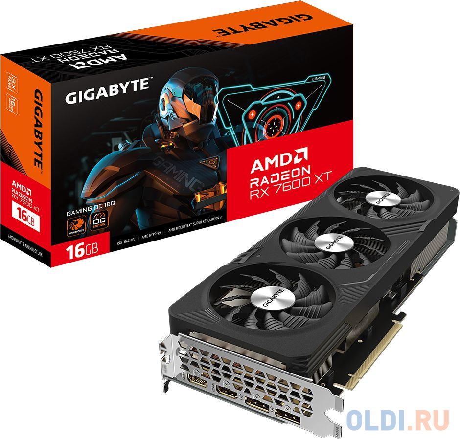 Видеокарта Gigabyte PCI-E 4.0 GV-R76XTGAMING OC-16GD AMD Radeon RX 7600XT 16Gb 128bit GDDR6 2539/18000 HDMIx2 DPx2 HDCP Ret