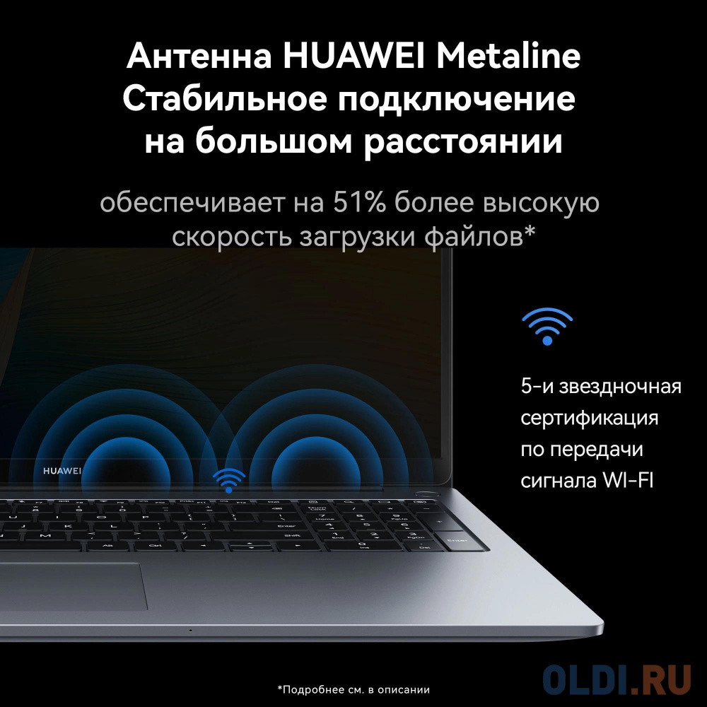 Ноутбук Huawei MateBook D 16 MCLG-X Core i5 13420H 16Gb SSD1Tb Intel UHD Graphics 16" IPS (1920x1200) Windows 11 grey space WiFi BT Cam (53014BKU