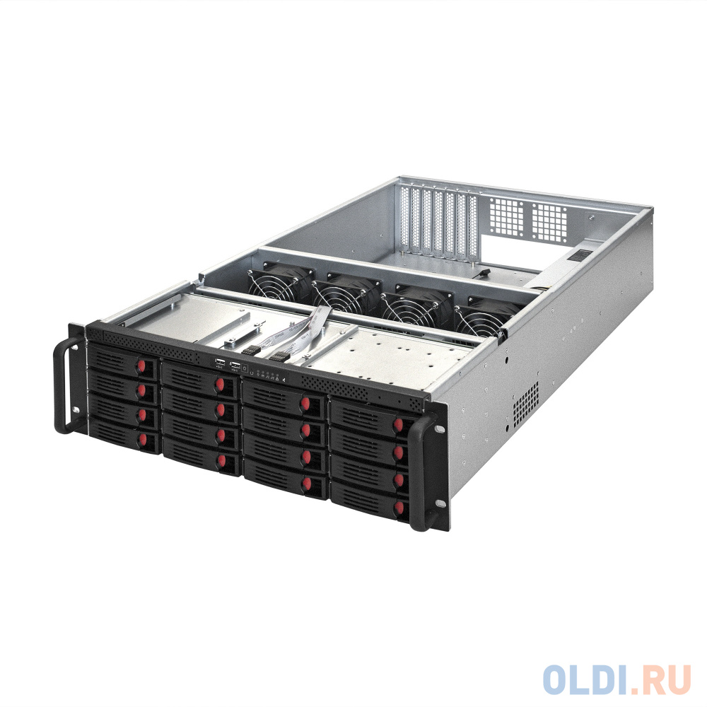 Серверный корпус ExeGate Pro 3U660-HS16 <RM 19", высота 3U, глубина 660, БП 2U-800ADS,16xHotSwap, USB>