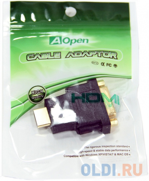 Переходник Aopen DVI-D 25F to HDMI 19M <ACA311 позолоченные контакты