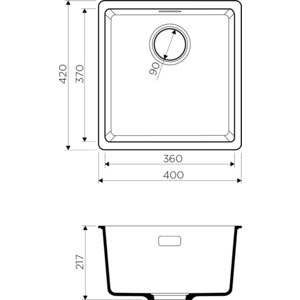 Кухонная мойка и смеситель Omoikiri Kata 40-U GR 40x42 Nagano ленинградский серый (4993397, 4994219)