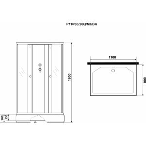 Душевая кабина Niagara Promo P110/80/26Q/MT/BK 110х80х215