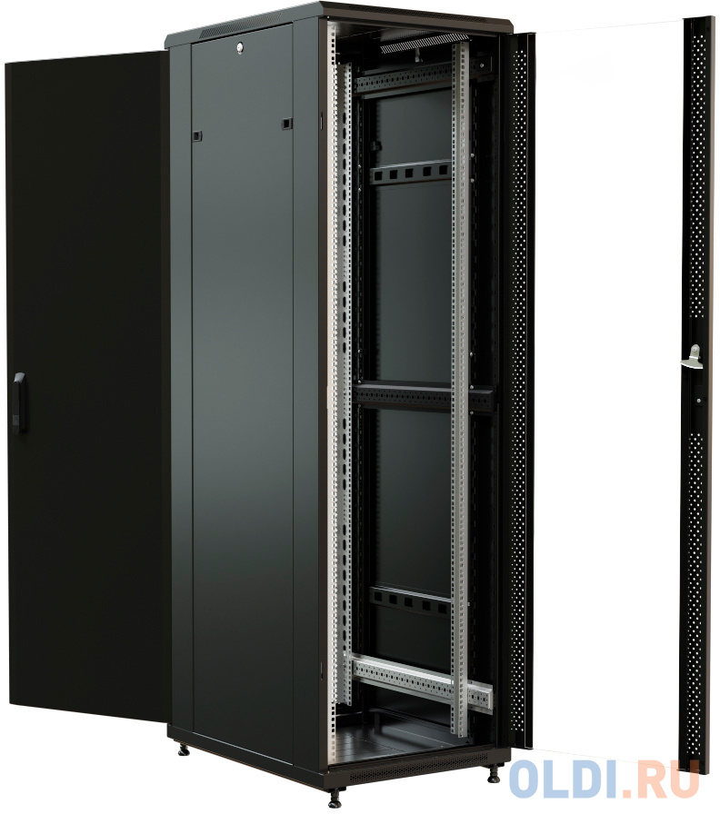 Шкаф коммутационный WRline (WR-TT-2766-AS-RAL9004) напольный 27U 600x600мм пер.дв.стекл задн.дв.стал.лист 2 бок.пан. 800кг черный 510мм 1388мм IP20 ст в Москвe