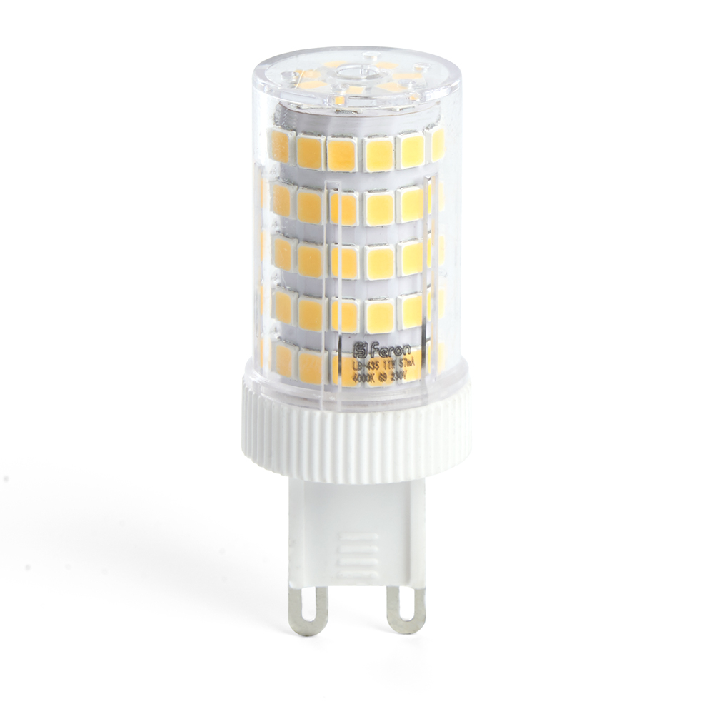 Лампа светодиодная G9, JCD9, 230В, 11Вт, 880лм, 2700K/теплый, 80 Ra, FERON (38149)