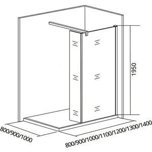 Душевой уголок Good Door Walk-In SP2 90х90 прозрачный, черный (SP2-90-C-B)