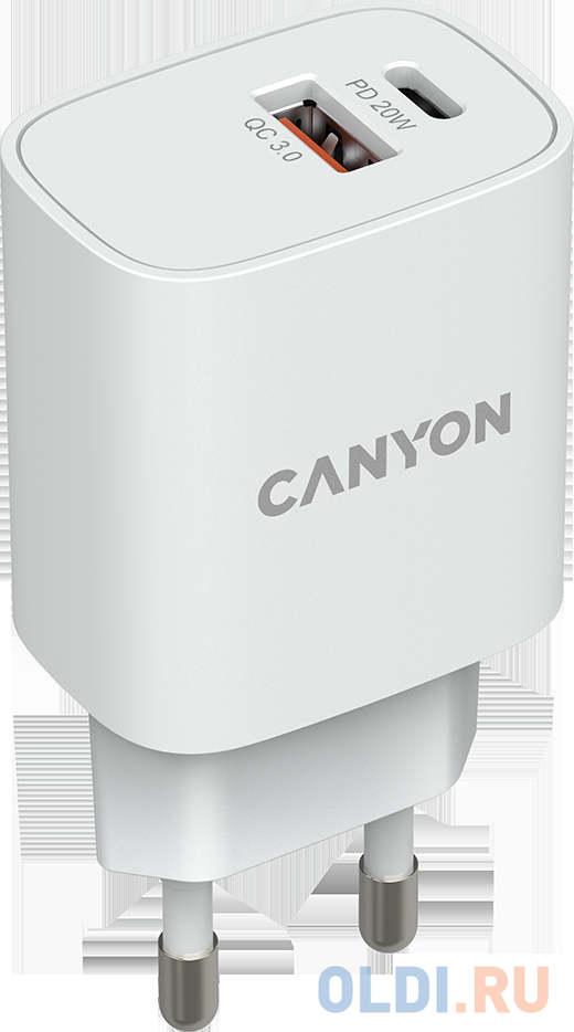 Зарядное устройство Canyon CNE-CHA20W04 3 А USB USB-C белый