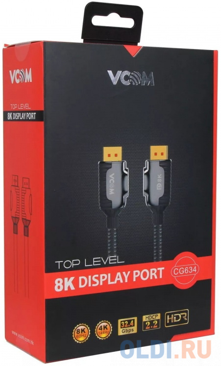 Кабель соединительный DISPLAY PORT v1.4, 8K@60Hz, 0.5m VCOM <CG634-0.5M>