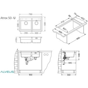 Кухонная мойка Alveus Atrox 50 granital, beige (1132000) в Москвe