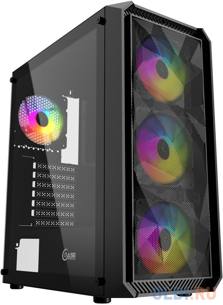 Корпус Powercase Mistral Edge, Tempered Glass, 4x 120mm 5-color fan, чёрный, ATX  (CMIEB-L4)