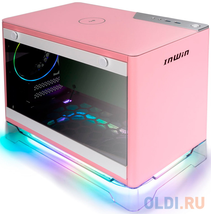 Корпус Inwin CF08A (A1PLUS) розовый 650W miniITX 4x120mm 2xUSB3.0 audio