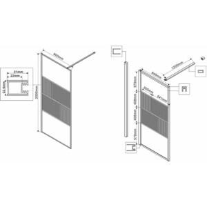 Душевой уголок Vincea Walk-In HP Art 90х120-70 брашированное золото, стекло прозрачное/рифленое (VSW-1HC900CFBG)