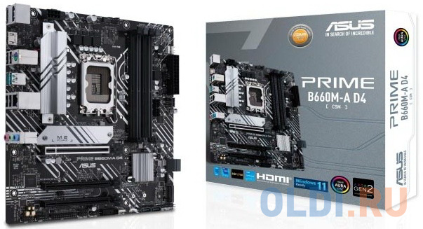 ASUS PRIME B660M-A D4-CSM, LGA1700, B660, 4*DDR4, DP+ 2* HDMI, SATA3 + RAID, Audio, Gb LAN, USB 3.2*6, USB 2.0*6, COM*1 header, LPT*1 header (w/o cabl