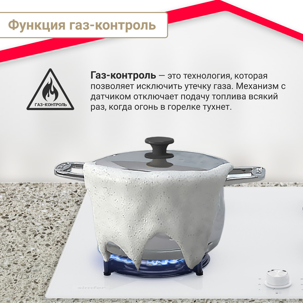 Газовая варочная поверхность Simfer H60N40W570 с газ-контролем