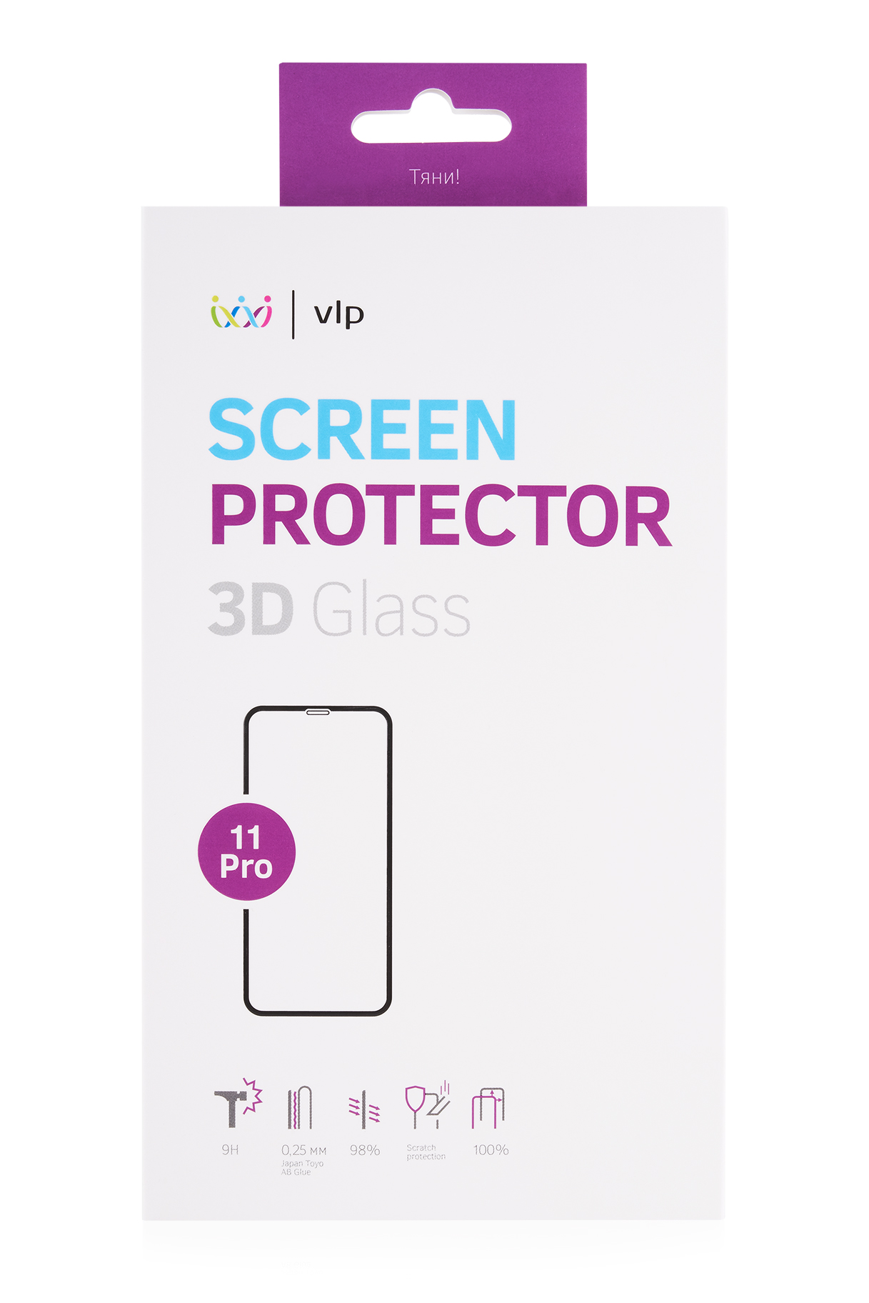 Стекло 3D защитное VLP для iPhone 11 Pro/Xs/X, олеофобное, с черной рамкой