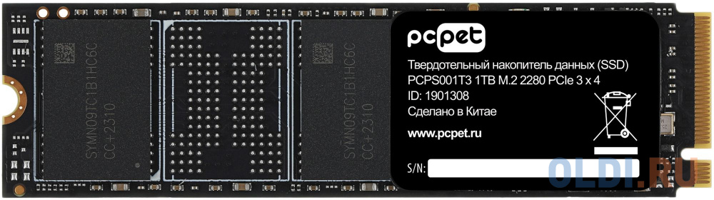 Накопитель SSD PC Pet PCI-E 3.0 x4 1Tb PCPS001T3 M.2 2280 OEM