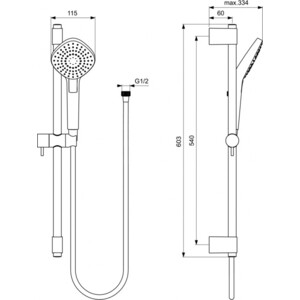 Душевой гарнитур Ideal Standard Idealrain Evo 90 см, хром (B2234AA)