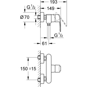 Смеситель для душа Grohe Eurostyle cosmopolitan настенный монтаж (33590002)