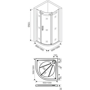 Душевой уголок Good Door Galaxy R 100х100 с поддоном, прозрачный, хром