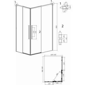 Душевой уголок Grossman Galaxy 100х70 тонированный, черный матовый (300.K33.01.1070.21.10)