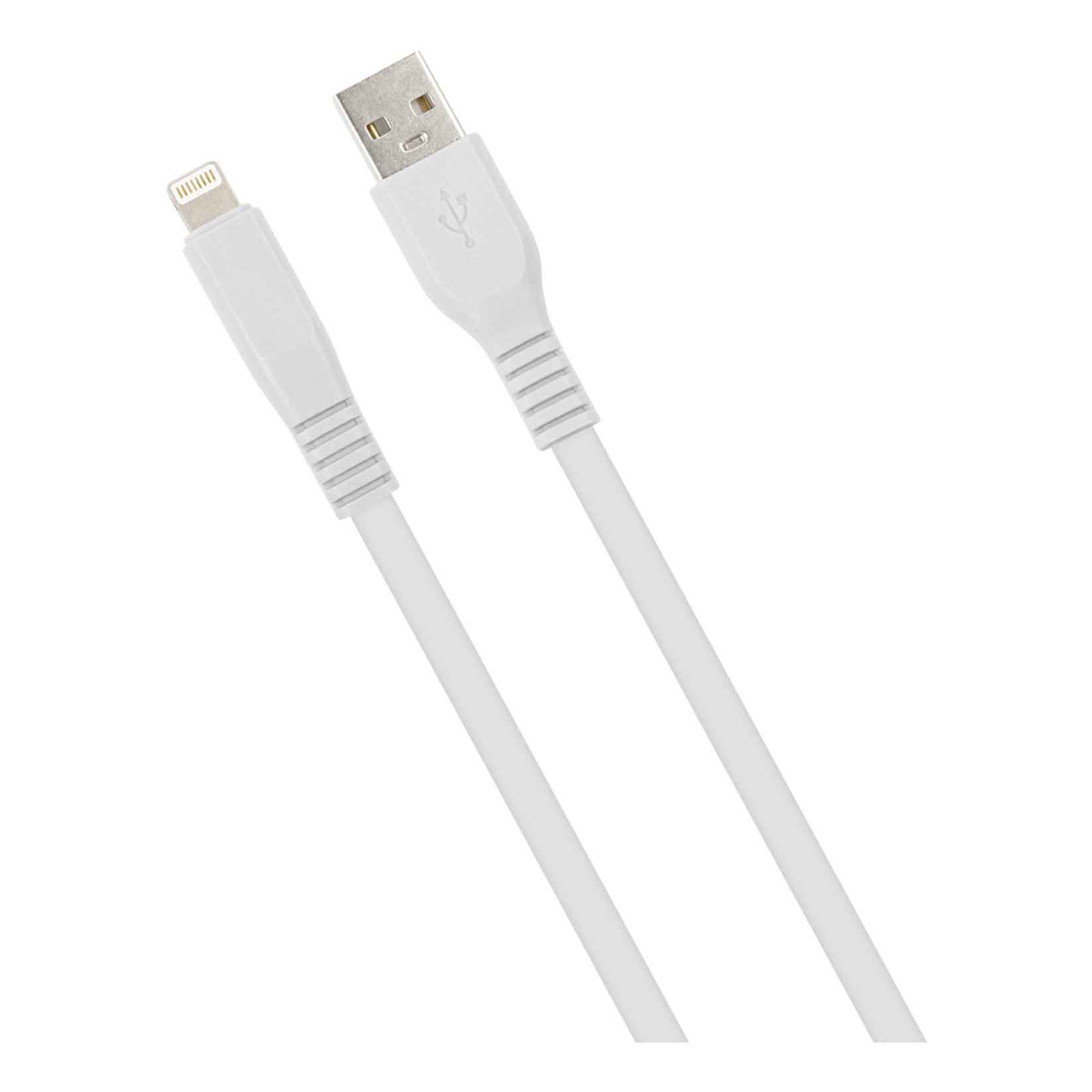Дата-кабель MB mObility USB - LIGHTNING (8 PIN), плоский, 2 метра, 3А,белый УТ000027533