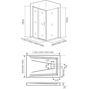 Душевой уголок Good Door Neo WTW+SP 130х80 прозрачный, хром