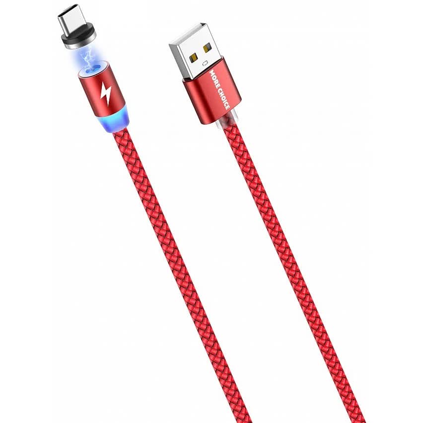 Дата-кабель More choice Smart USB 3.0A для Type-C Magnetic K61Sa нейлон 1м (Red)