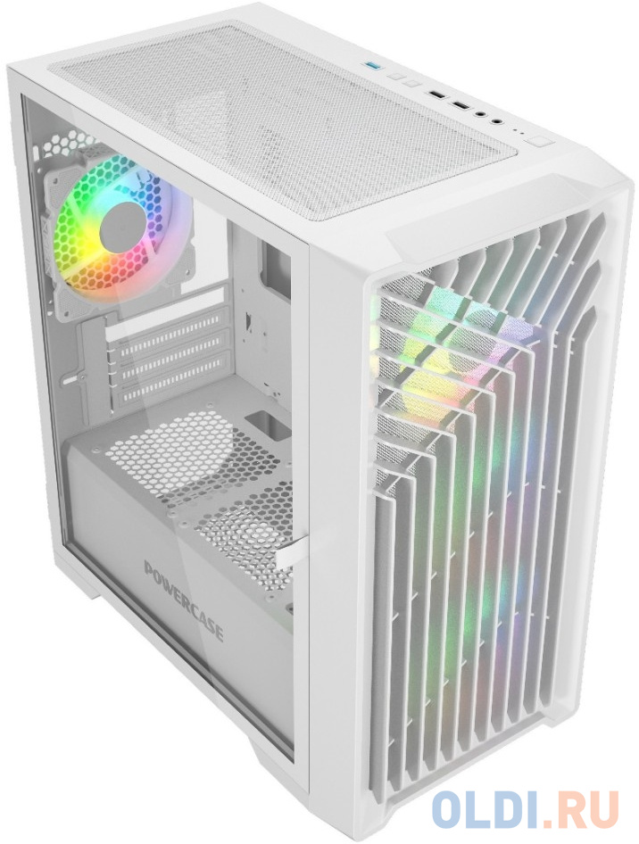 Powercase Mistral Micro X4W, Tempered Glass, 4х 120mm 5-color fan, белый, mATX  (CMMXW-L4)