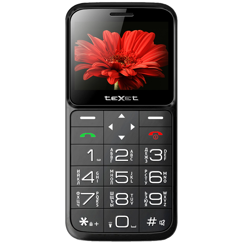 Мобильный телефон teXet ТМ-В226, 2.31" 320x240 TN, BT, 1xCam, 2-Sim, 1250 мА·ч, micro-USB, черный/красный
