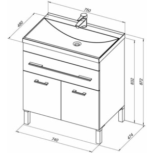 Тумба с раковиной Aquanet Верона 75 с дверцами и ящиком, белая (182706, 281221)