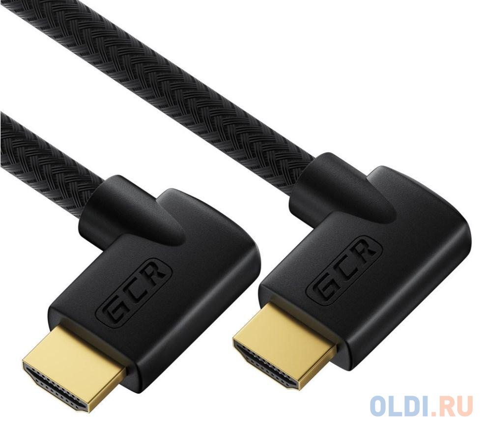 GCR Кабель 1.0m HDMI 2.0, M правый угол /M правый угол, черный, HDR 4:2:2, Ultra HD, 4K 60 fps 60Hz/5K*30Hz, 3D, AUDIO, 18.0 Гбит/с, 28/28 AWG, GCR-52