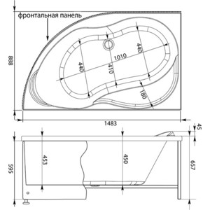 Акриловая ванна Aquanet Graciosa 150x90 L левая, с каркасом и панелью (205325, 175958)