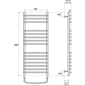 Полотенцесушитель электрический Point П15 500х1000 хром (PN05150SE) в Москвe