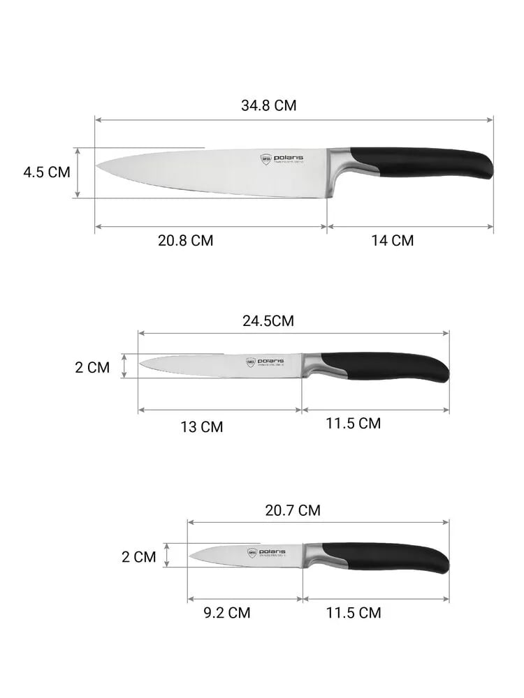 Набор ножей Polaris Graphit-4SS