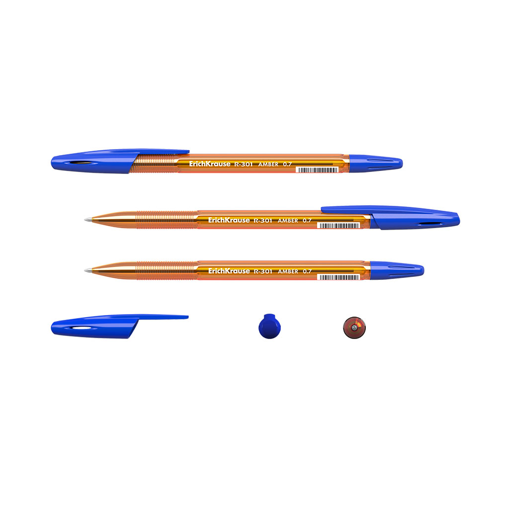 Ручка шариковая Erich Krause Amber R-301 Stick, синий, пластик, колпачок (31058)
